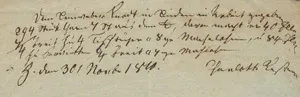 Kestner, Charlotte – Signierter Auftrag für einen Leinweber. 1810