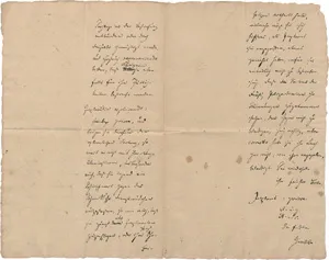 Grabbe, Christian Dietrich – Signiertes Protokoll einer Vernehmung. 1828