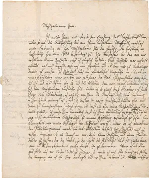 Huber, Therese – Brief an den Verleger Engelmann sowie ein Gedichtmanuskript. 1819