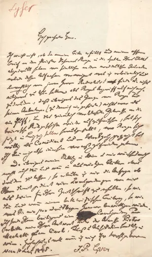 Lyser, Johann Peter – Brief an die Redaktion des Frankfurter "Conversationsblattes". 1845
