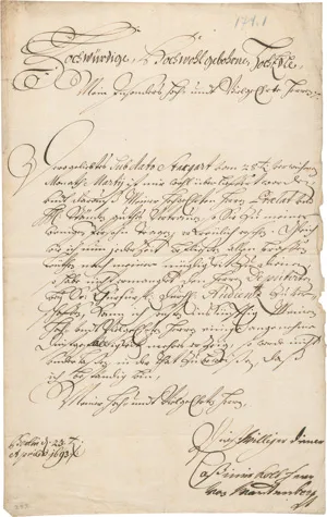 Kolb von Wartenberg, Johann Casimir – 2 Briefe. 1693 und 1698