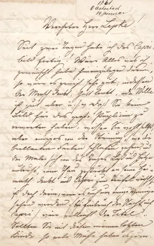 Achenbach, Oswald – Brief an den Kunsthändler Lepke. 1861