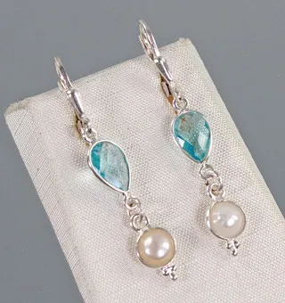 Pendientes de topacio azul, plata 925.