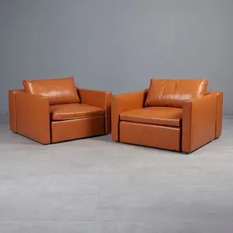MOROSO, pari nojatuoleja / lounge-tuoleja, nahkaa, 2000-luku, Italia. (2).