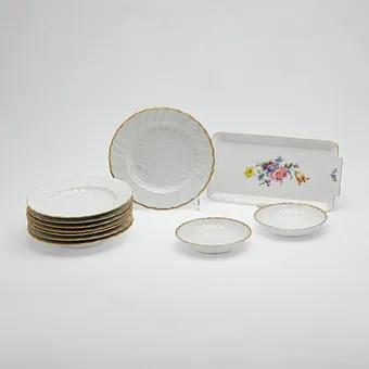 Meissen. Lautanen, koristelu 'Schwanenservice', posliini, Saksa. (10).