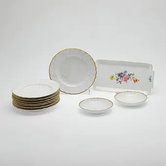 Meissen. Lautanen, koristelu 'Schwanenservice', posliini, Saksa. (10).