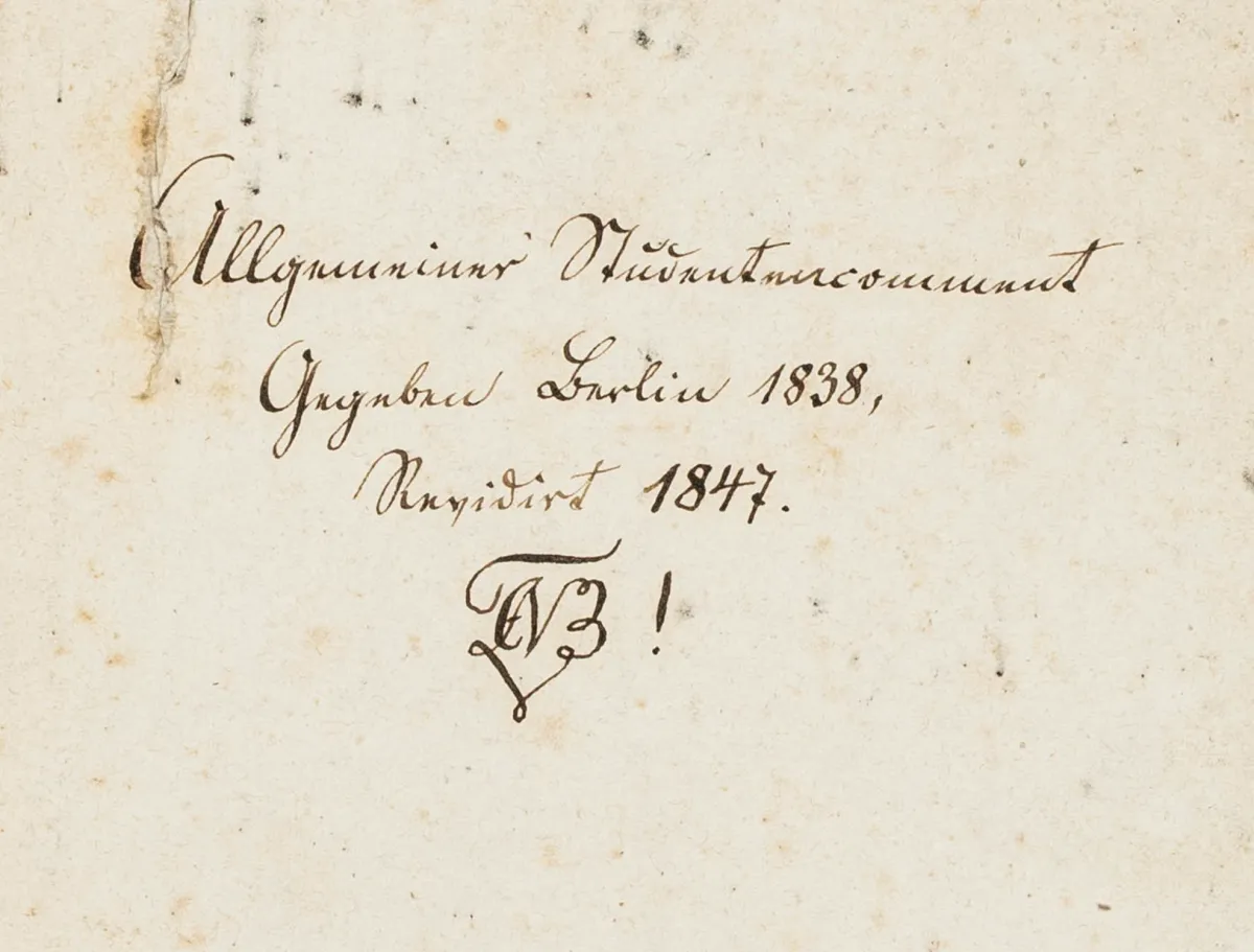 Berlino – Commento generale degli studenti berlinesi. Berlino 1838. Revisionato 1847. Manoscritto tedesco su carta. Berlino, ca. 1850. 20 c.…