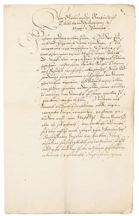 Bernhard II. Graf von Waldeck. Bischof zu Osnabrück – Brief an den Rat der Stadt Coesfeld. Mit eigenhändiger Unterschrift "Bernhardus…