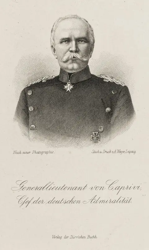 Caprivi, Leo v. (Militär) – Eigenhändige Unterschrift auf einseitiger Ernennungsurkunde von Schreiberhand. Auf Briefbogen "Chef der…
