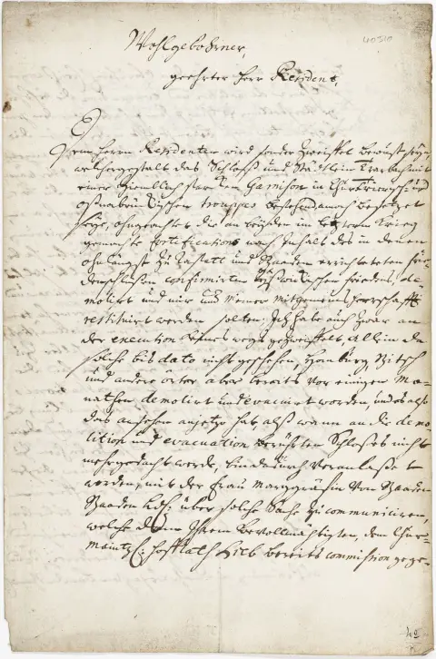 Christian II. von Pfalz-Zweibrücken-Birkenfeld – "Wohlgebohrner, geehrter Herr Resident. Dem Herrn Residenten wird sonder Zweiffel bewußt…