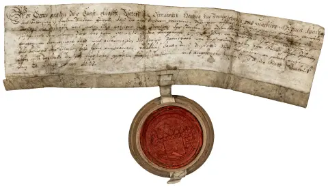 Ernst August I. Herzog von Braunschweig-Lüneburg. Bischof zu Osnabrück – Urkunde 1663 - Lehnsbrief für Heinrich Meyer zu Schagen(?) und…
