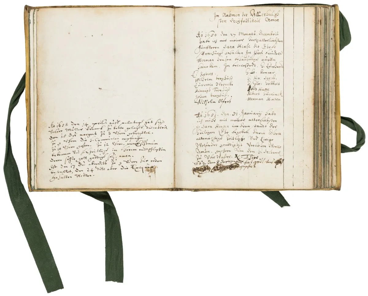 Obiteljska kronika obitelji Olfers u Münsteru – rukopis raznih članova obitelji. Münster 1650-1728. 87 nenumeriranih listova (13 listova…