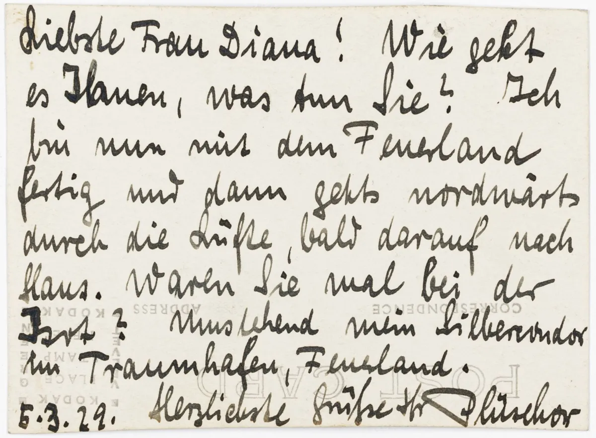 Plüschow, Günther – Collezione di 4 documenti manoscritti. Berlino e altri, 1922-1929. Tutti con firme autografe…
