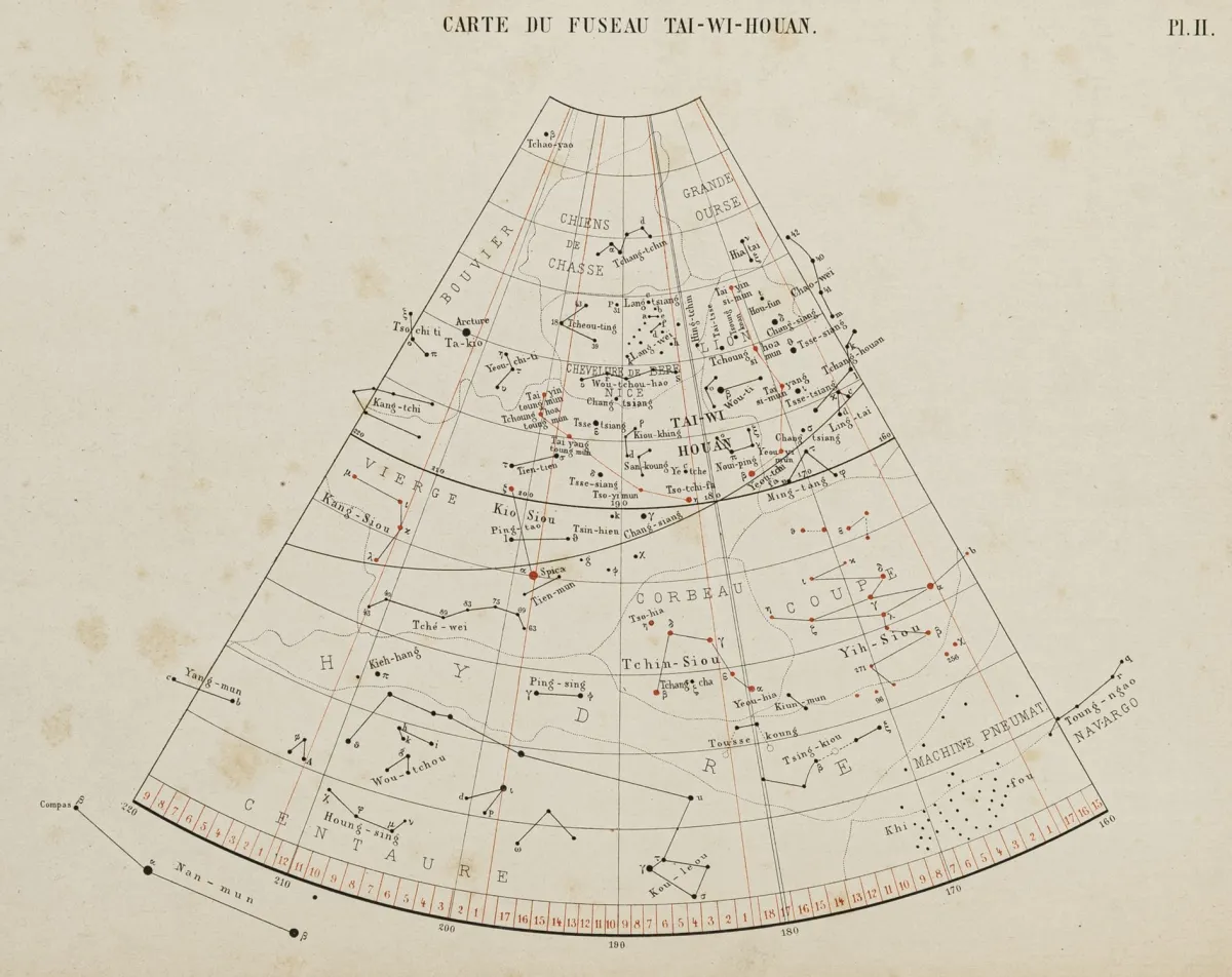 Astronomia – Schlegel, Gustave. Uranographie Chinoise. Atlas Céleste. Chinois et grec. D'aprés le Tien-Youen-Li-Li. Con 7 tavole litografate…