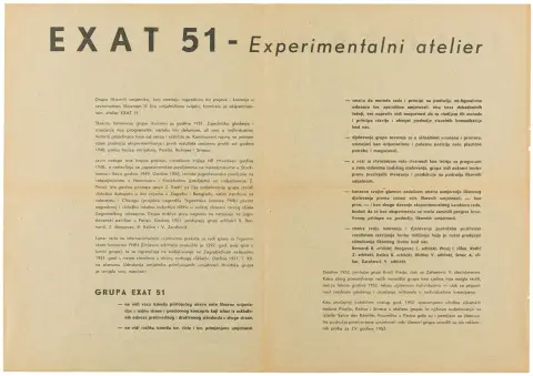 Avantgarde - Osteuropa – EXAT 51. Manifest. Veröffentlicht anlässlich der Ausstellung "Kristl / Picelj / Rasica / Srnec" Belgrad, Galerija…