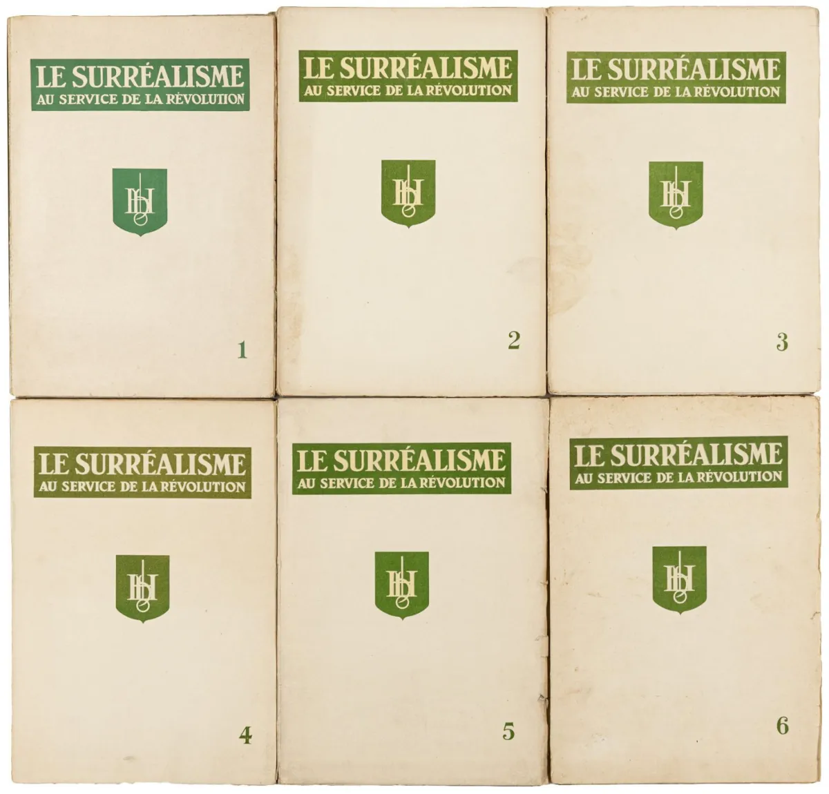 ब्रेतों, आंद्रे (संपा.) – Le Surréalisme au Service de la Révolution। अंक 1-6 (सभी प्रकाशित)। अनेक चित्रों सहित। पेरिस,…