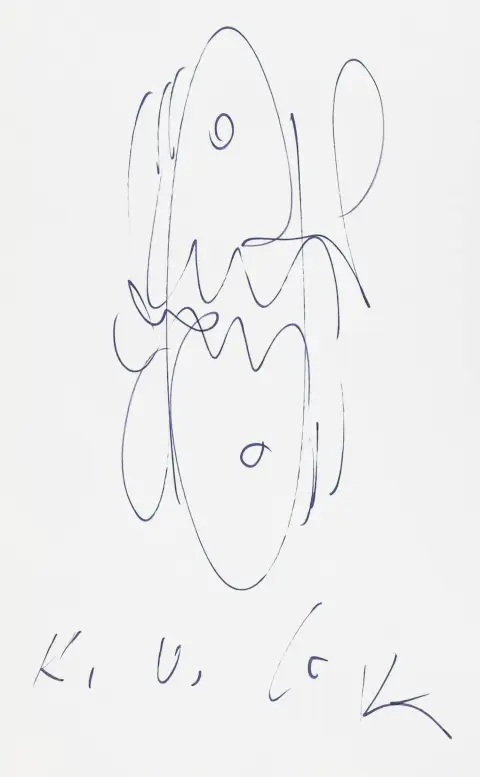 Götz, Karl Otto – Sammlung von 6 Werken, davon 3 mit Widmung und Original-Zeichnung Kugelschreiber bzw. Tinte. 1985-2000. 29,5 x 23 cm…