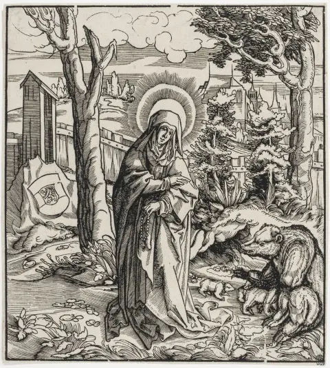 Beck, Leonhard – Die Heiligen Amalberga, Guilielmus, Landrada, Modericus und Silvinus. Aus: Die Heiligen aus der Sipp-, Mag- und…