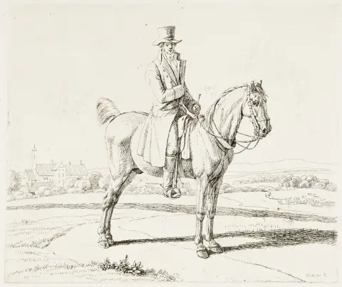 Kobell, Wilhelm von – Die Reiter. 6 Radierungen auf Bütten (ein Blatt mit dem Wasserzeichen von Johann Christoph de Rudolf Im Hof "I. C.…