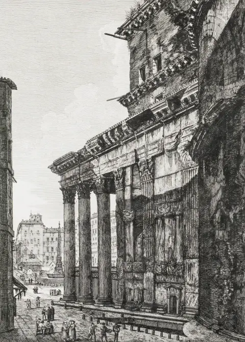 Rossini, Luigi – Sammlung von 4 Kupferstichen aus der Folge "Le Antichità Romane ossia Raccolta delle piu interessenti Vedute di Roma…