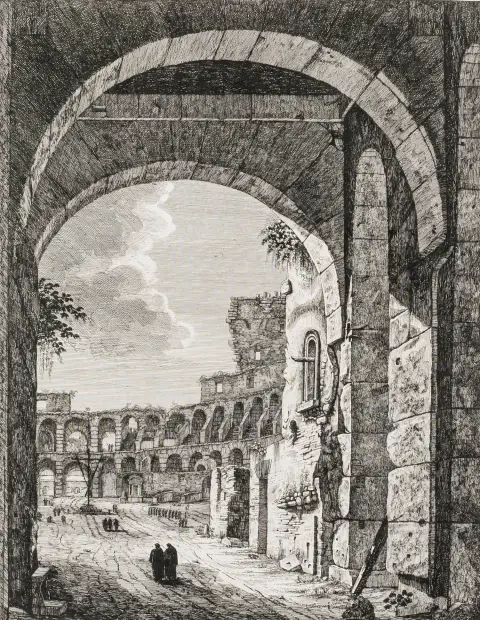 Rossini, Luigi – Sammlung von 4 Kupferstichen aus der Folge "Le Antichità Romane ossia Raccolta delle piu interessenti Vedute di Roma…