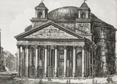 Rossini, Luigi – Sammlung von 4 Kupferstichen aus der Folge "Le Antichità Romane ossia Raccolta delle piu interessenti Vedute di Roma…