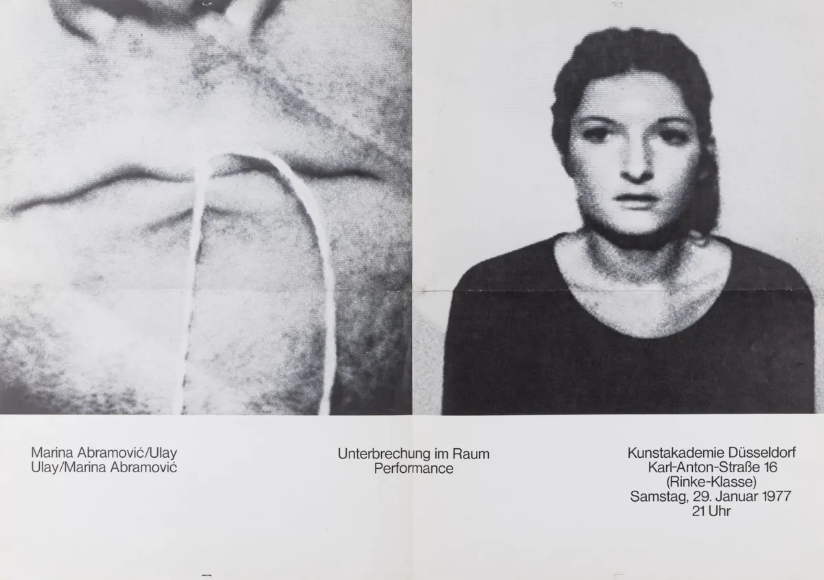 Abramovic, Marina i Ulay – Unterbrechung im Raum. Offset plakat za performans
