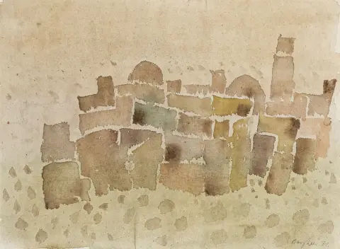 Bargheer, Eduard – Tozeur. Aquarell auf Velin. Signiert und datiert mit Bleistift, verso betitelt, bezeichnet und mit zusätzlicher…