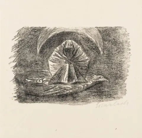 Barlach, Ernst – An den Mond (Mondspuk). Lithographie auf dünnem Japanpapier. Mit Bleistift signiert. 1924. Blattmaße: 24,5 x 25,5 cm.…