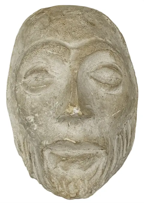 Barlach, Ernst – Christusmaske V. Gipsguss. 1931. Maße: 15,2 x 11 x 6 cm. Vgl. Laur II 0482, nicht verzeichneter Abguss. - Äußerst…