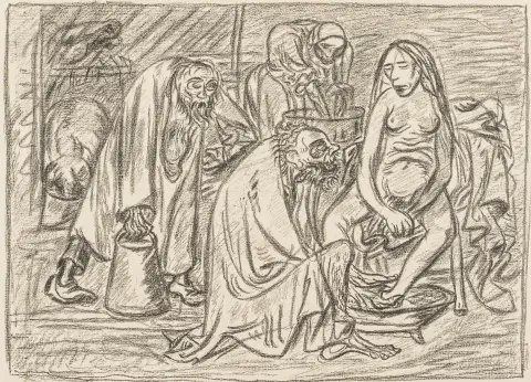 Barlach, Ernst – Die Erhalterin der Familie. Kreidelithographie auf Velin (Wasserzeichen: "OF Berlin-CH Leipzig"). Signiert unten rechts…