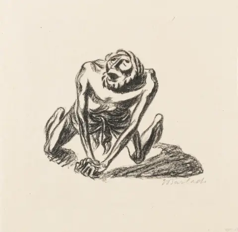 Barlach, Ernst – Des Paria Gebet. Lithographie auf Transparentpapier. Mit Bleistift signiert. 1924. Blattmaße: 25,5 x 26,5 cm. Laur 77.08.…