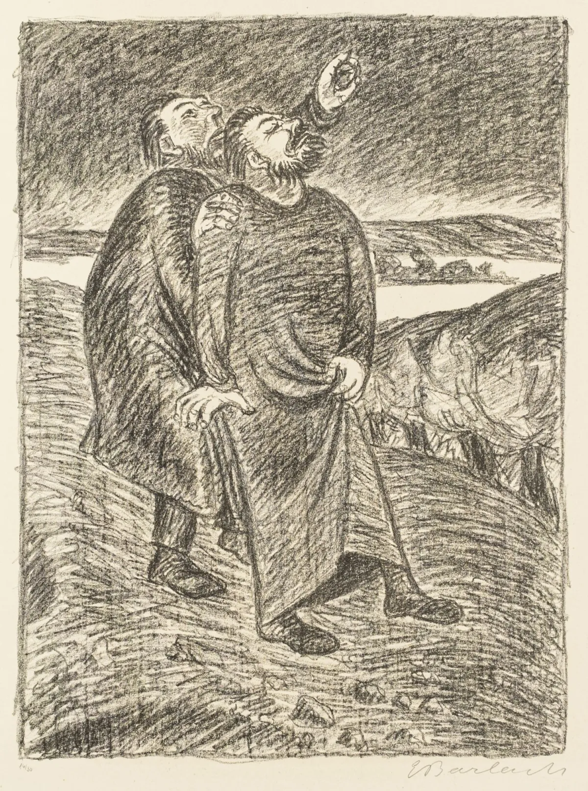 Барлах, Ернст – Зорегляд III (Зорегляд). Літографія на жовтуватому верже. Підпис і нумерація, а також водяний знак…