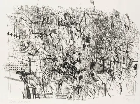 Bayrle, Thomas – Wohngegend. Lithographie auf Papier. Signiert und datiert rechts unten. Links unten betitelt und nummeriert. Exemplar:…