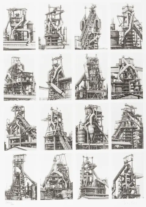 Becher, Bernd und Hilla – 16 Hochöfen (aus: "Kölner Kunstmarkt). Offset auf festem Papier. Unten rechts signiert, unten links nummeriert.…