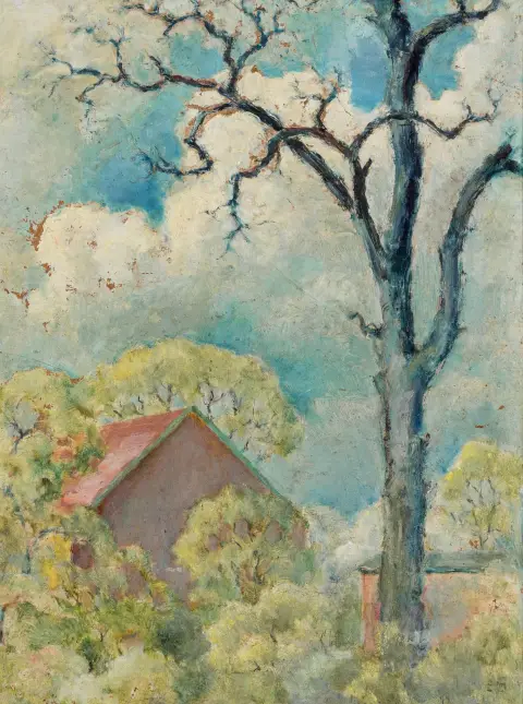 Buchholz, Erich – Germendorf. Öl auf Malpappe. Monogrammiert unten rechts. Wohl 1930er Jahre. Bildgröße: 55 x 41 cm. Gerahmt: 59 x 46 cm.…