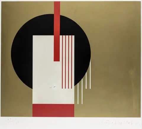 Buchholz, Erich – Ohne Titel. (AKKA 6). Farbserigraphie auf Plexiglas. Unterhalb mit eingeritzter Signatur, Datierung und Nummerierung.…