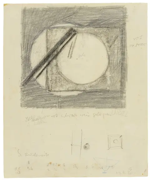 Buchholz, Erich – Ohne Titel. (Entwurf für Holzrelief). Bleistift auf Zeichenpapier. Monogrammiert "EB" und datiert unten rechts,…
