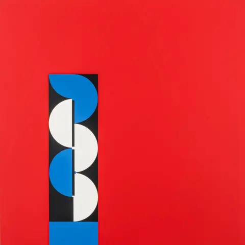 Buchholz, Erich – Rot-Blau-Weiss-Schwarz II. Farbserigraphie auf weißem leichten Karton. Verso signiert und datiert. 1967/68. Motivmaße:…