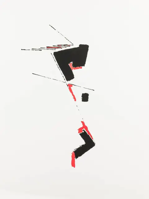 Buchholz, Erich – Schwarz-rote Tusche. Serigraphie in Schwarz und Rot auf BKR Rives. 1972. Blattmaße: 65 x 50 cm. Ilk K45. - Herausgegeben…