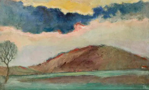 Buchholz, Erich – Stille Landschaft. Öl auf Leinwand. Verso auf dem Keilrahmen in Versalien signiert und bezeichnet sowie betitelt. Wohl…