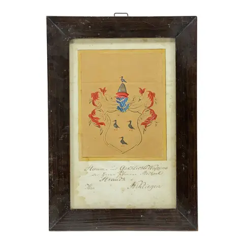 Carl Seliger, Stamm- und Geschlechtswappen der Familie Strauch, Wappenbrief Heraldik, 1833