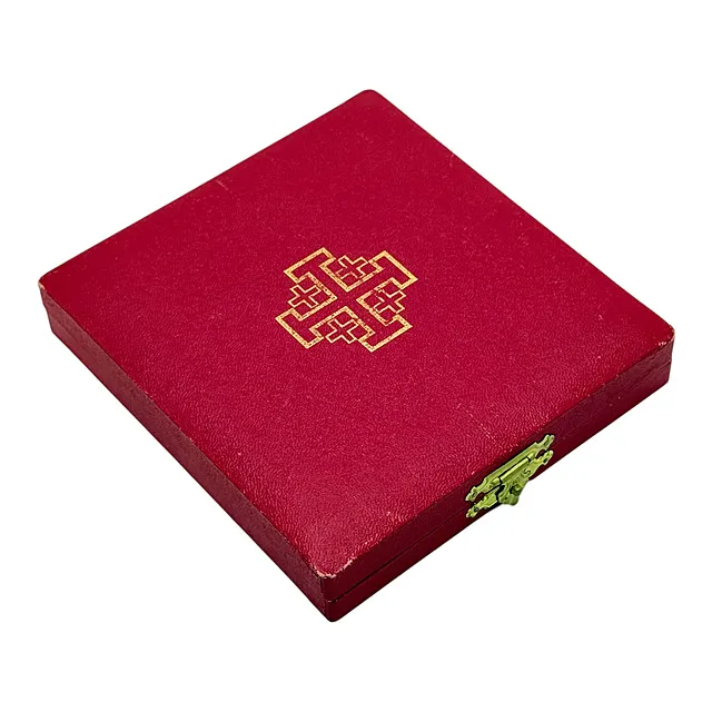 Estuche de condecoración, cuero rojo, Orden del Santo Sepulcro de Jerusalén