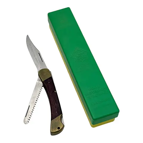 Puma „Game Warden“ Jagdtaschenmesser mit Klinge und Säge, Holzgriff, im originalen Puma-Kasten