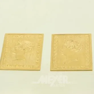2 gouden herdenkingspenningen postzegels