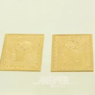 2 gouden herdenkingspenningen postzegels