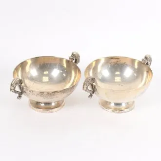 2 handled bowls on round foot