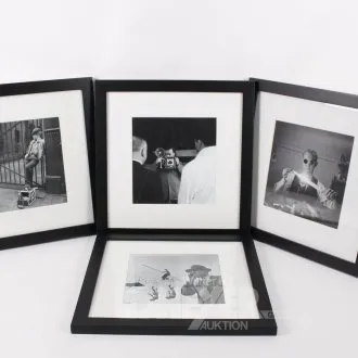 4 Gerahmte Fotografien in Schwarz-Weiß