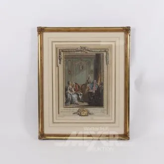 dekorativer Stich "Historische Salonszene"