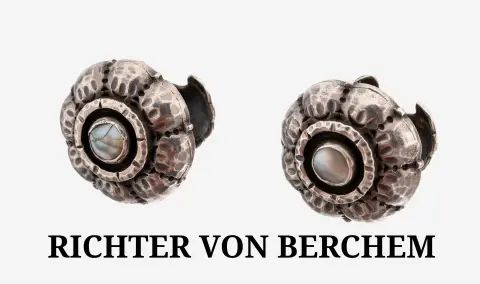 Paire de boutons de manchette RICHTER VON BERCHEM, argent 900, forme florale stylisée